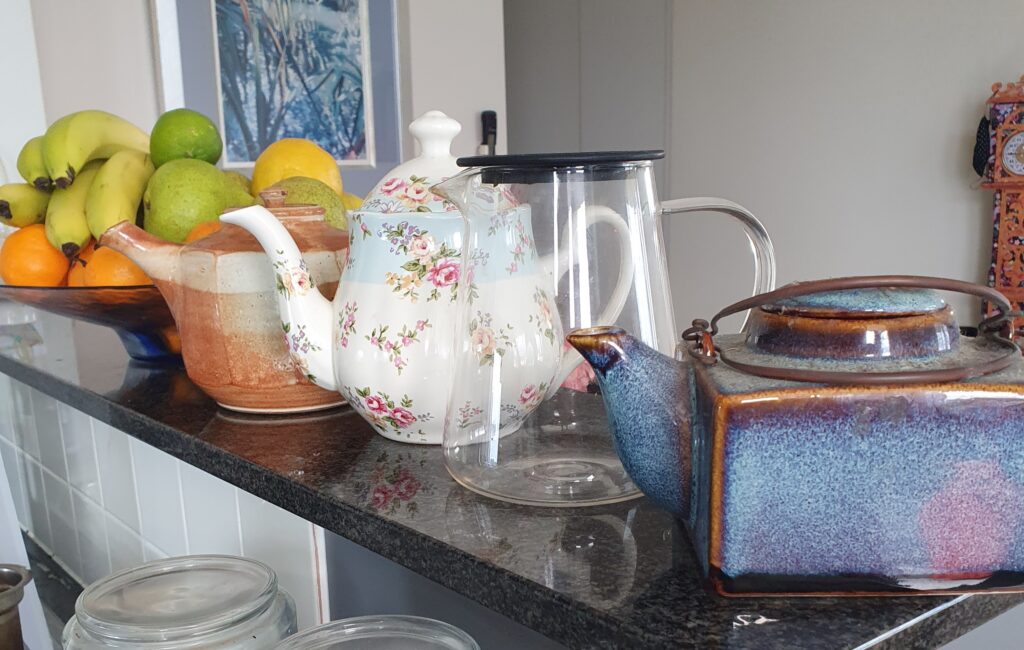 A selection of teapots to choose from depending on your mood or the type of tea